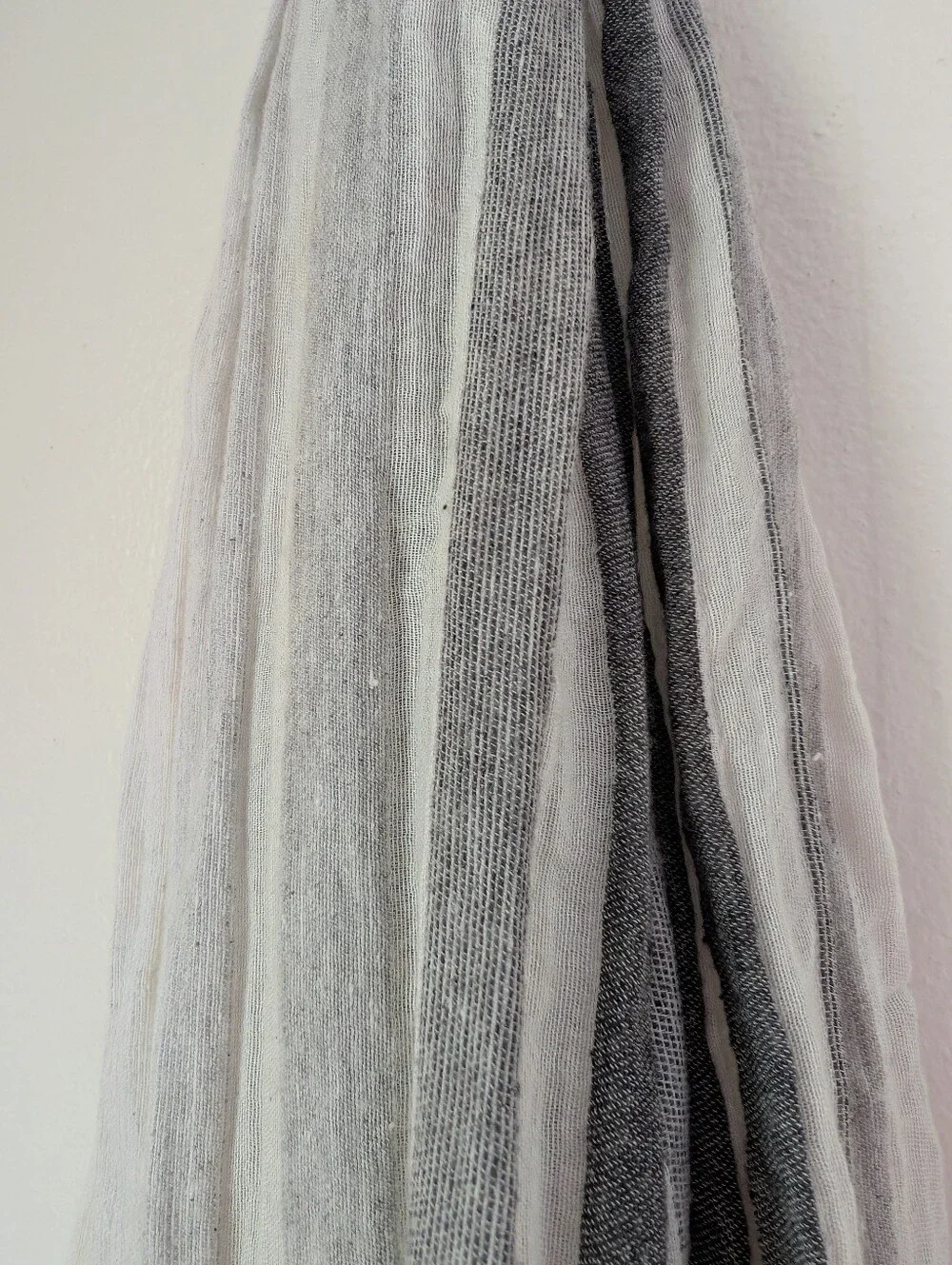 Striped Gray and White Sheer Scarf